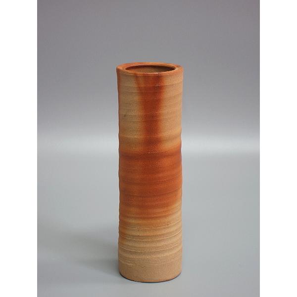 備前焼 火襷筒花入 桃山窯 木村桃蹊堂造 共箱 : 茶道具商 越中屋