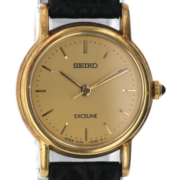 セイコー SEIKO エクセリーヌ 18KT 2J41-0020 クオーツ ゴールド 文字