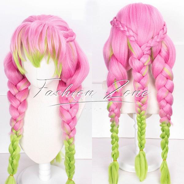 送料無料◇鬼滅の刃 風 甘露寺蜜璃 コスプレウィッグ かつら WIG 高温