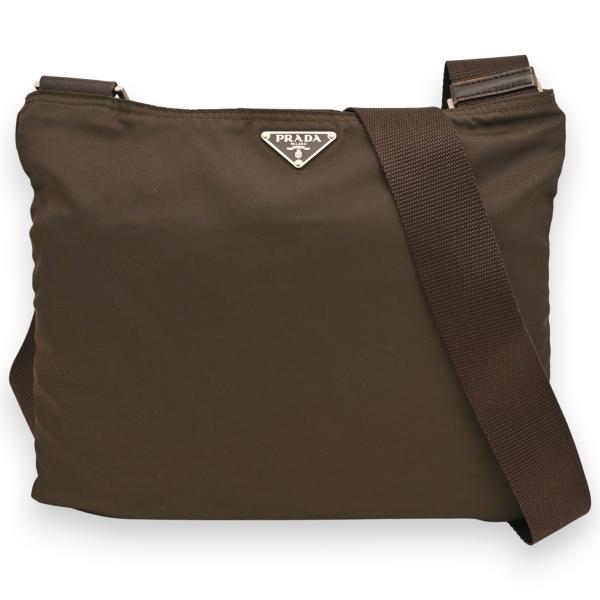 PRADA（プラダ） ロゴプレート ナイロン ショルダーバッグ カーキ B