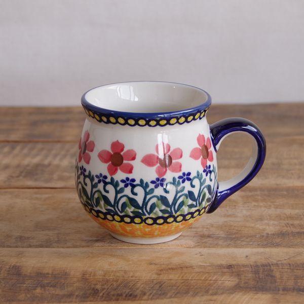 ポーリッシュポタリー ポーランド 食器 マグカップ 赤 花柄 オレンジ