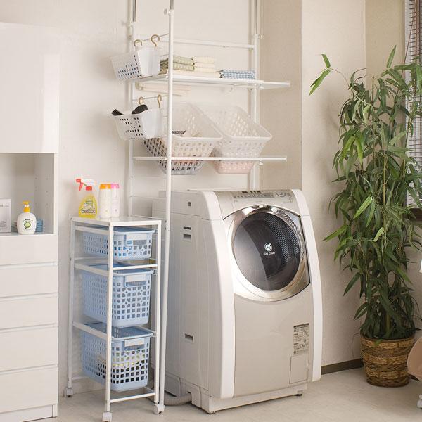 突っ張り ランドリーラック 洗濯機ラック ランドリー収納 幅64.5〜90cm