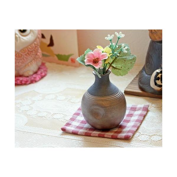 信楽焼 一輪挿し 銀嶺 エクボ 掛分 ミニ 壷 小さい 花瓶 陶器 おしゃれ