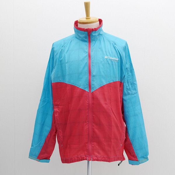 Columbia（コロンビア） ナイロンジャケット/チェック柄/ブルー×レッド