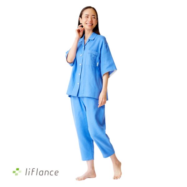 liflance（リフランス） 夏用パジャマ 綿麻ワッフルガーゼ半袖パジャマ