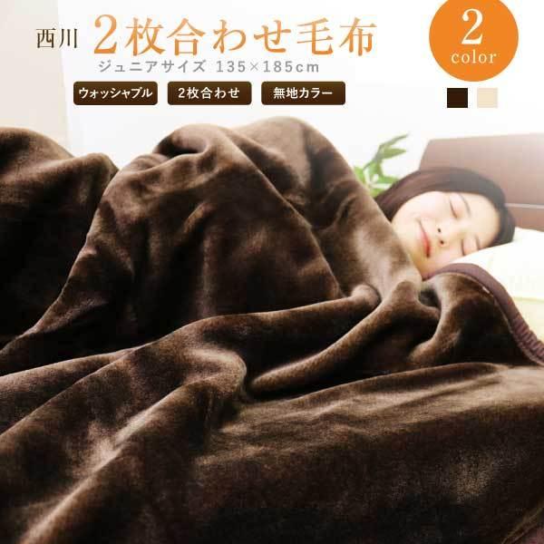 毛布 2枚合わせ 西川 送料無料 ジュニアサイズ 135×185cm (2NY3129) DR