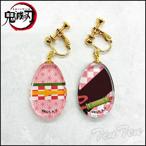 即納品】 鬼滅の刃 ガラスイヤリング 竈門 禰豆子 (かまど ねずこ