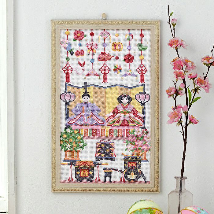 クロスステッチフレーム＜ひな祭りの彩り＞ | リバティ 生地、編み物