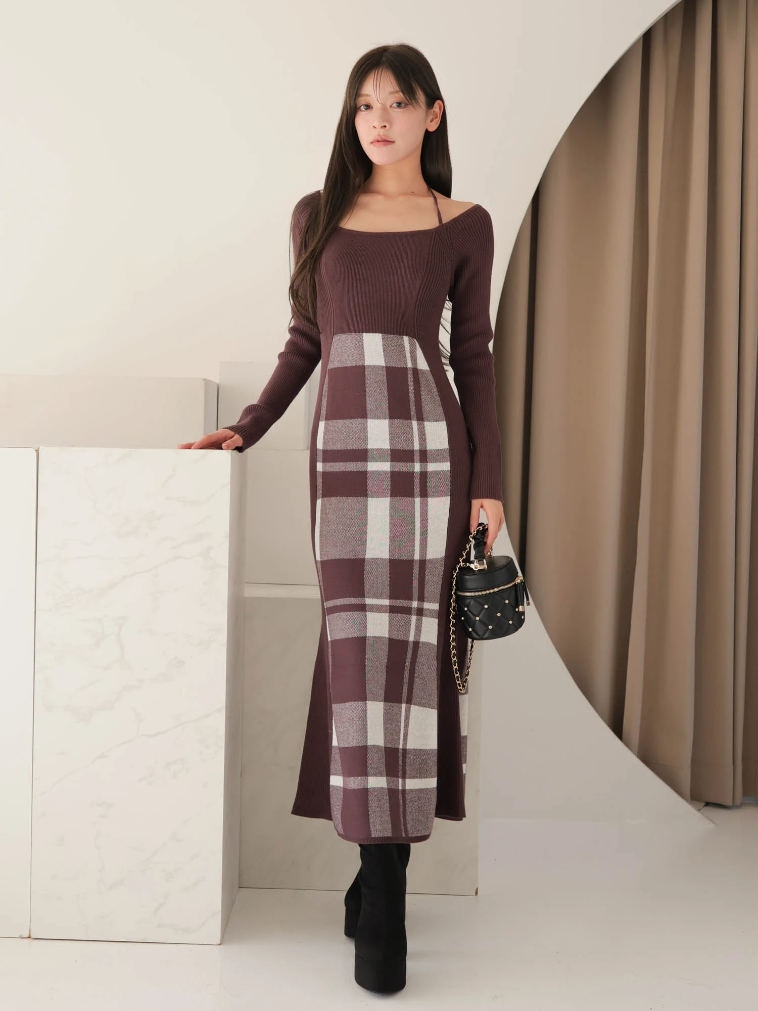 新品未使用】ANDMARY レイヤードチェックワンピース 新品未使用