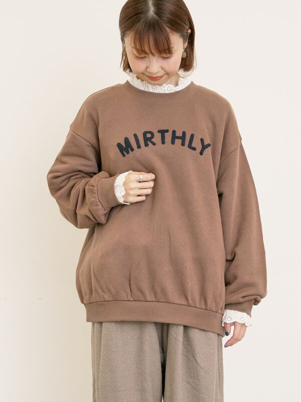 セール】 飛び裏毛ざっくり刺繍ロゴスウェット（レッド/ブラウン