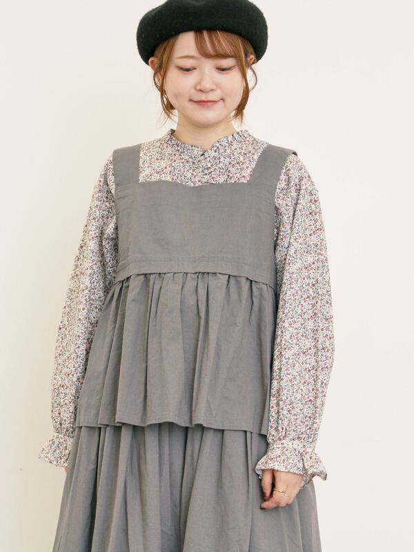 セール】 【ゆべし×Samansa Mos2】前後2WAYビスチェ（グレー/ブラック