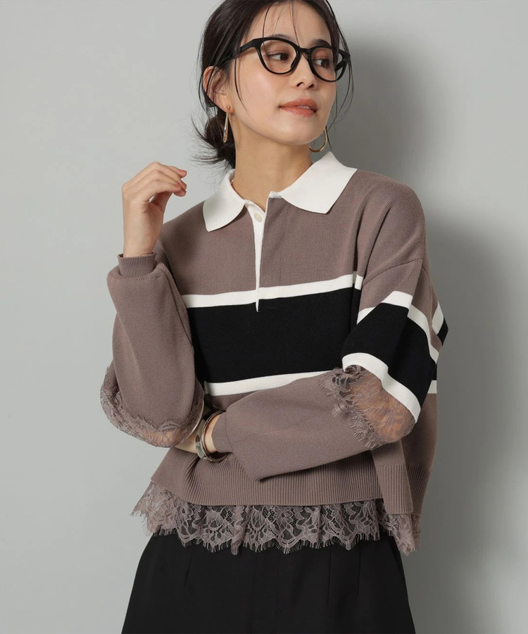 レース切替ラガーニット | ニット | Arpege story（アルページュ