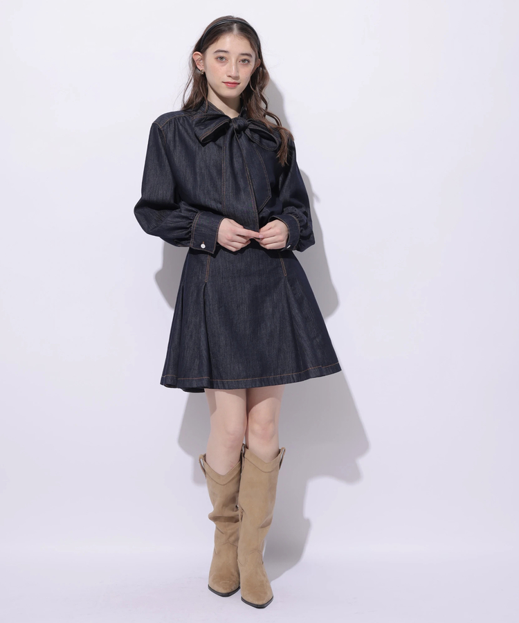 デニムボウタイミニワンピース | ワンピース | Rirandture（リランド