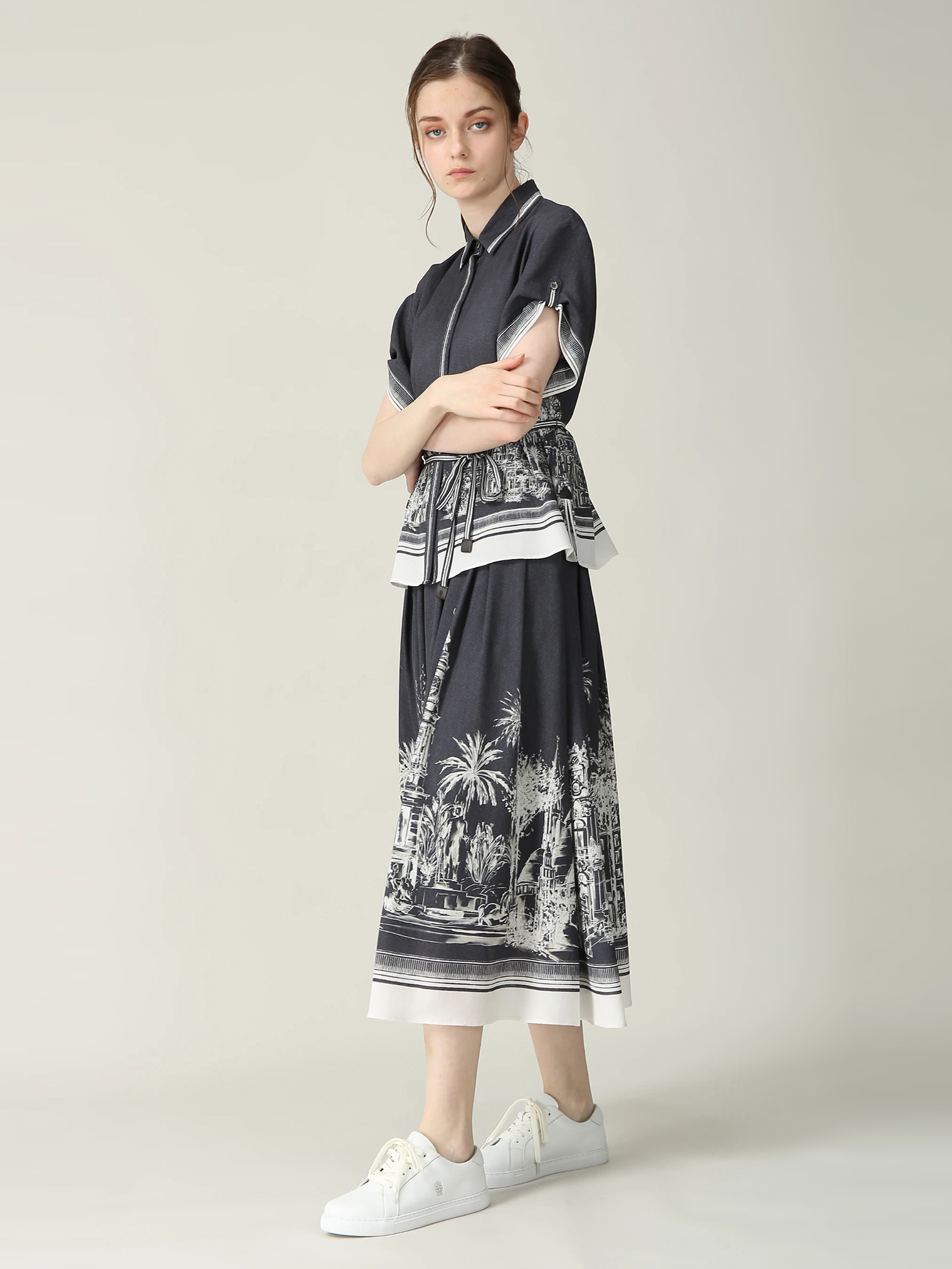 ニース パネルプリント ブラウス シャツ ｜ MORABITO BLANC（モラビト