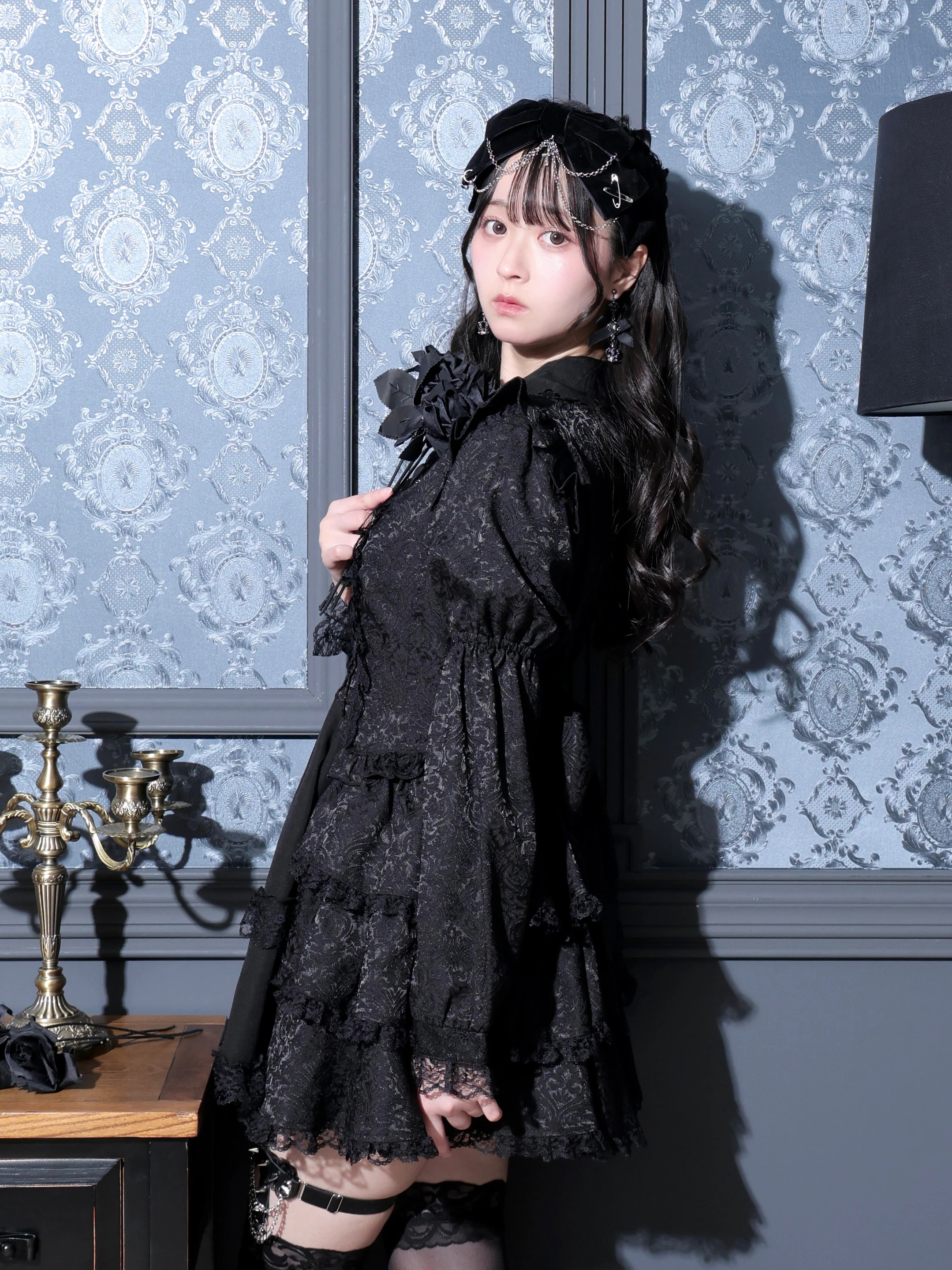 ゴシックドレッシーデコルテクロスセットアップ（セットアップ｜青・A