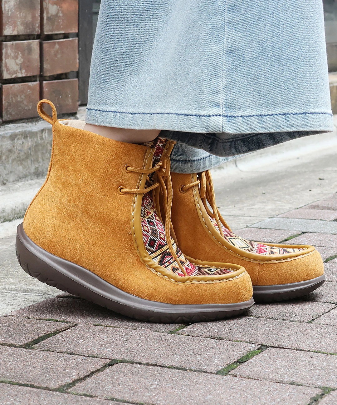 キカファブリックモカシンブーツ 【3月2日(月)15時までの限定価格