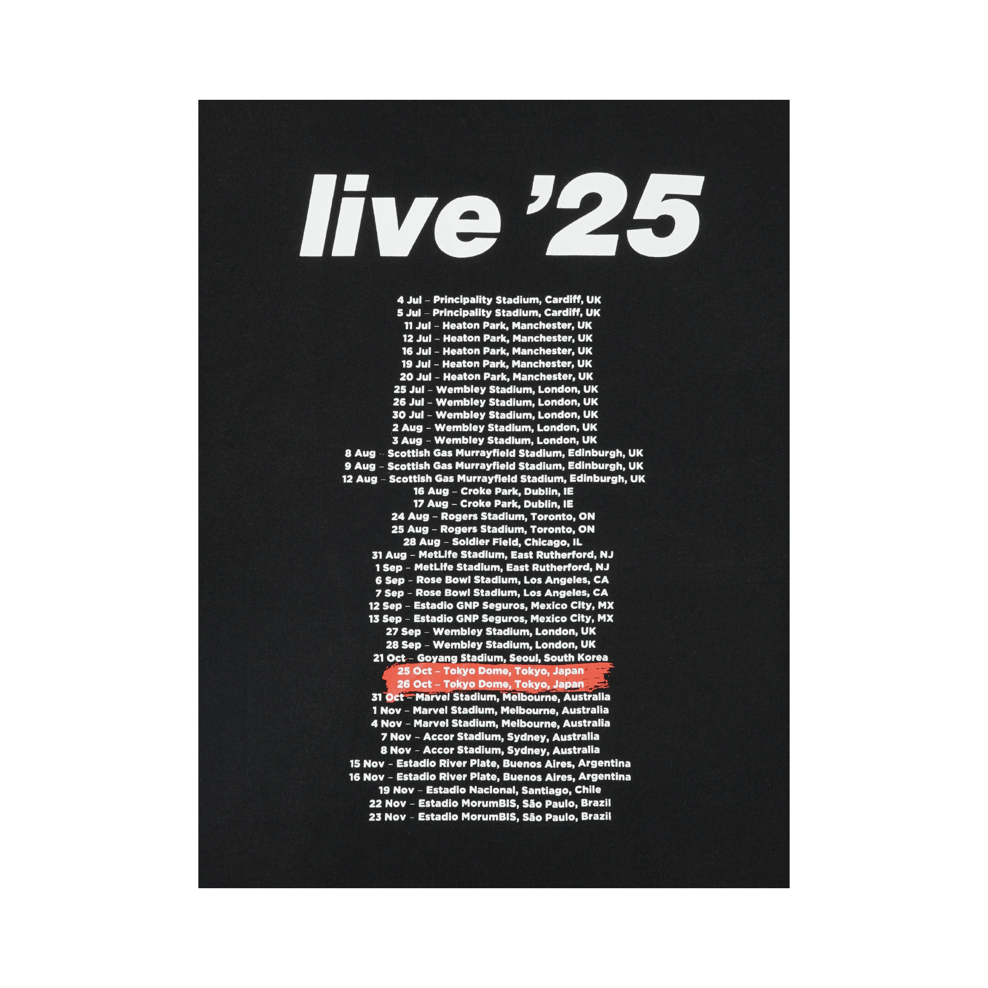 Tシャツ オアシス ライブ'25 【日本限定】Black | Oasis Live '25