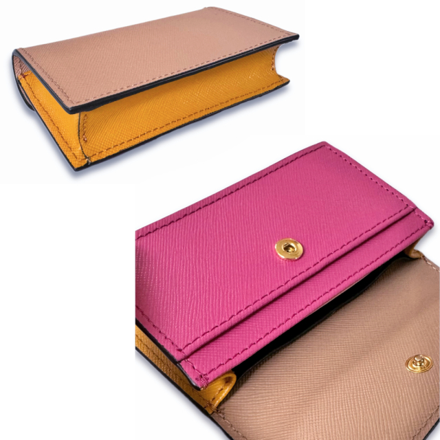 マルニ レザー バイカラー | 名刺入れ ピンク×茶 - インポートセレクト