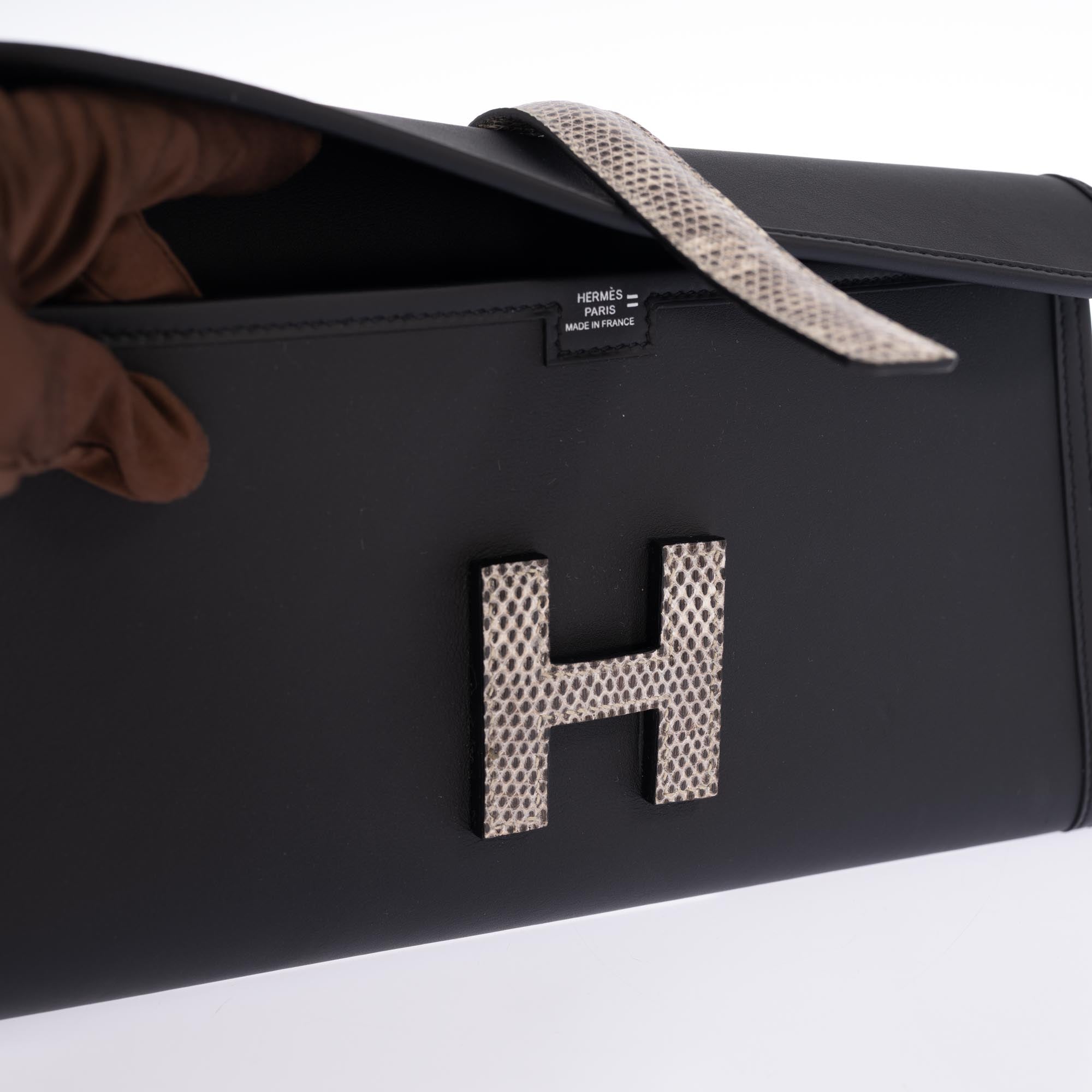 Hermès Jige Élan 29 Touch Noir Swift Ombré Lizard | JANEFINDS