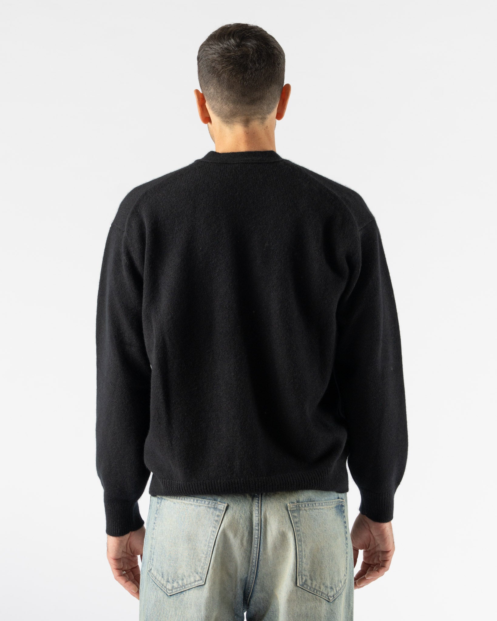 Auralee Baby Cashmere Knit Cardigan in Top Black Curated at Jake