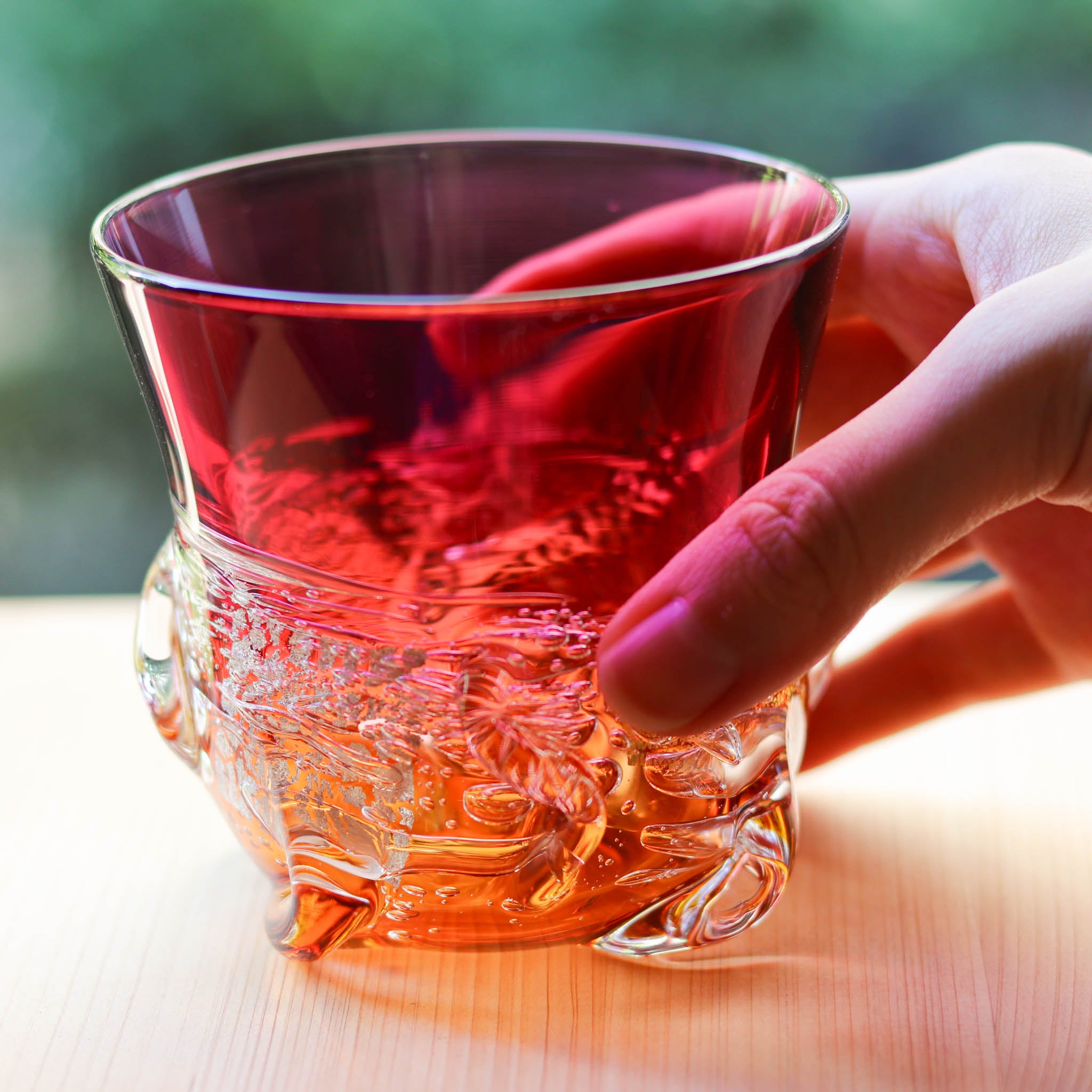 綾ガラス グラス | Jewelry Ice 氷の宝石 | 金赤 アンバー | グラスアート