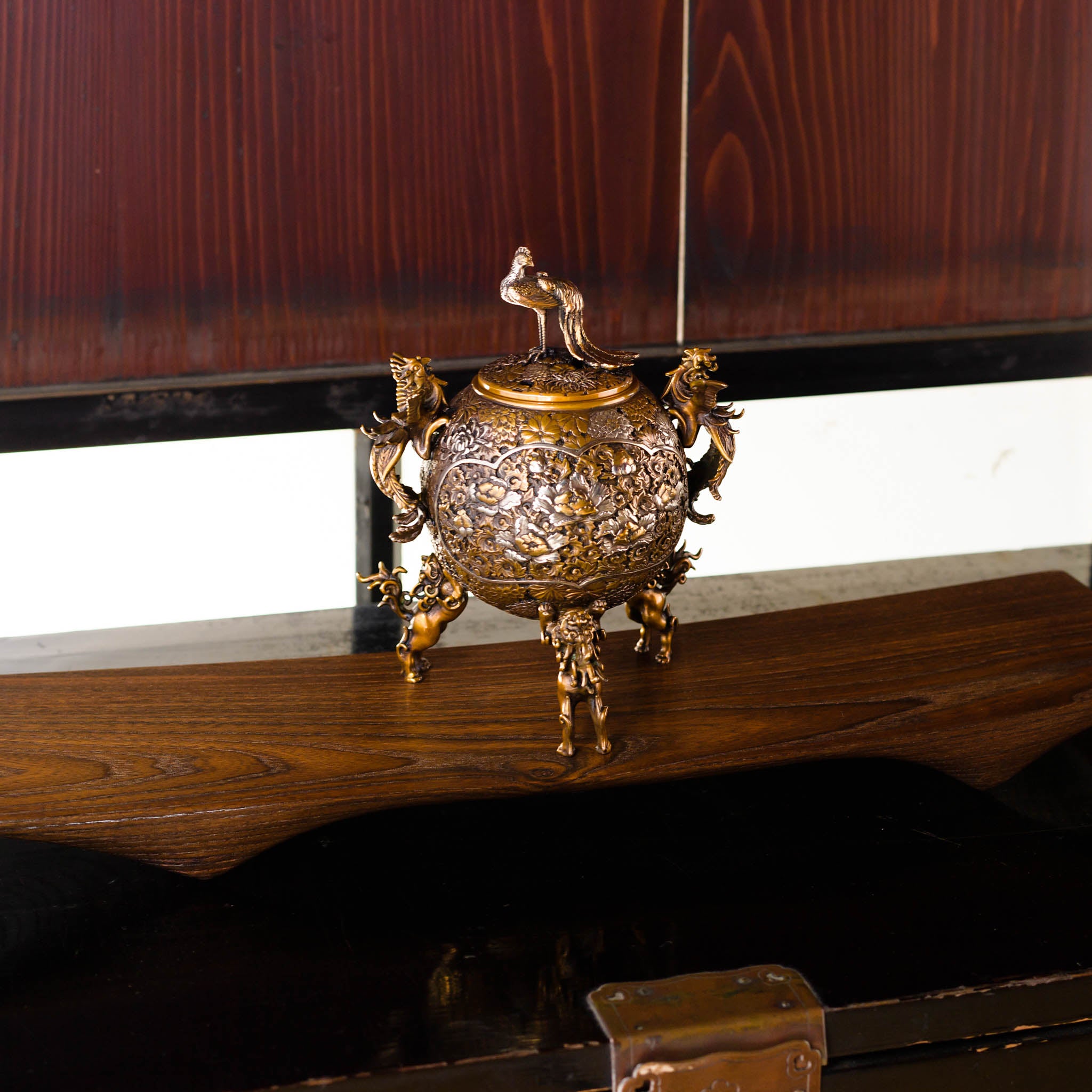 高岡銅器 香炉 | 玉型孔雀 彩色 | 銅 | 喜泉堂