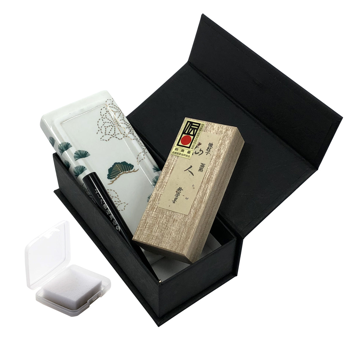 有田焼 ポータブル書道セット | 花陶硯 プチ硯セット | 松 | よしだ書