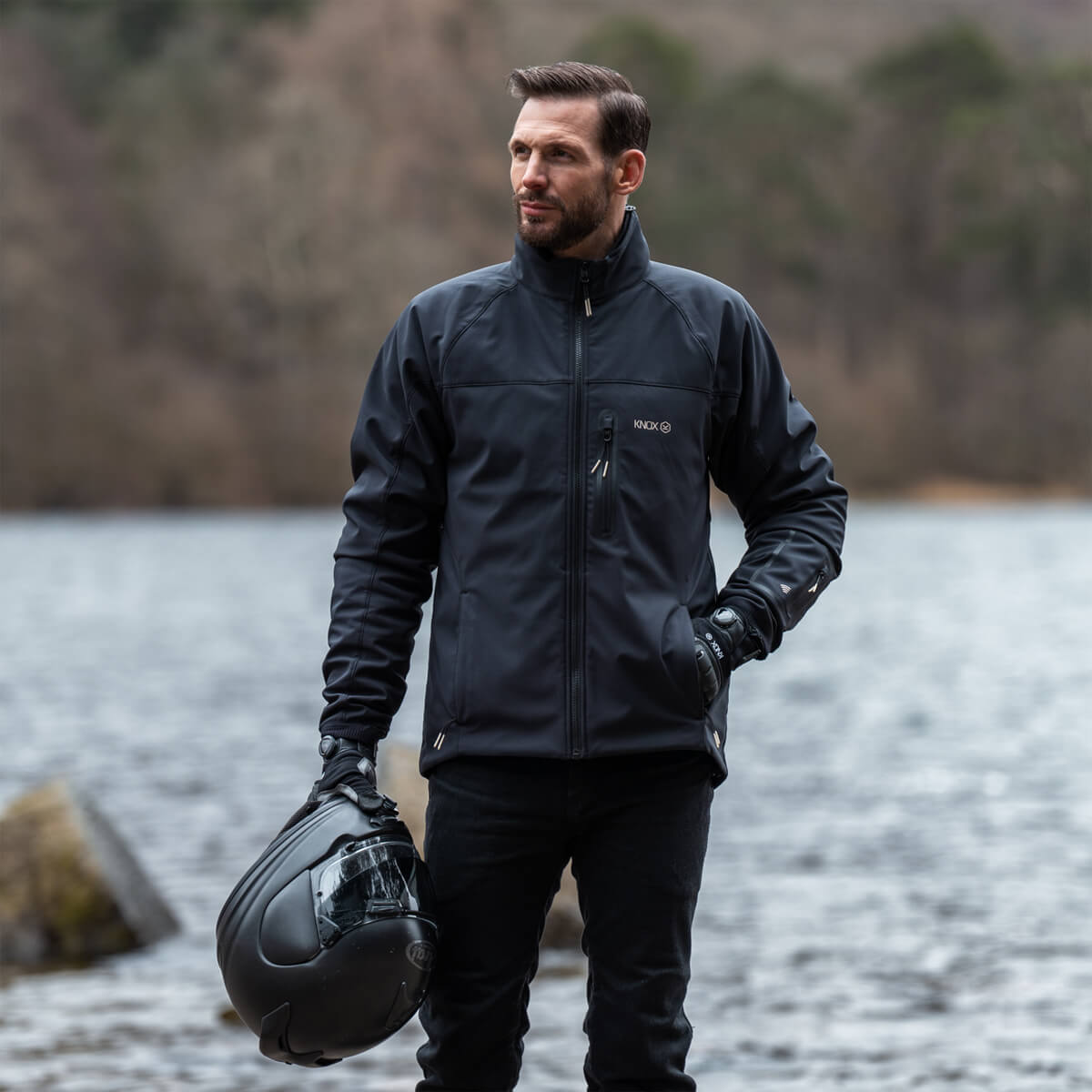 試着無料】ノックス デュアルプロ ブラック - バイク ジャケット 防寒