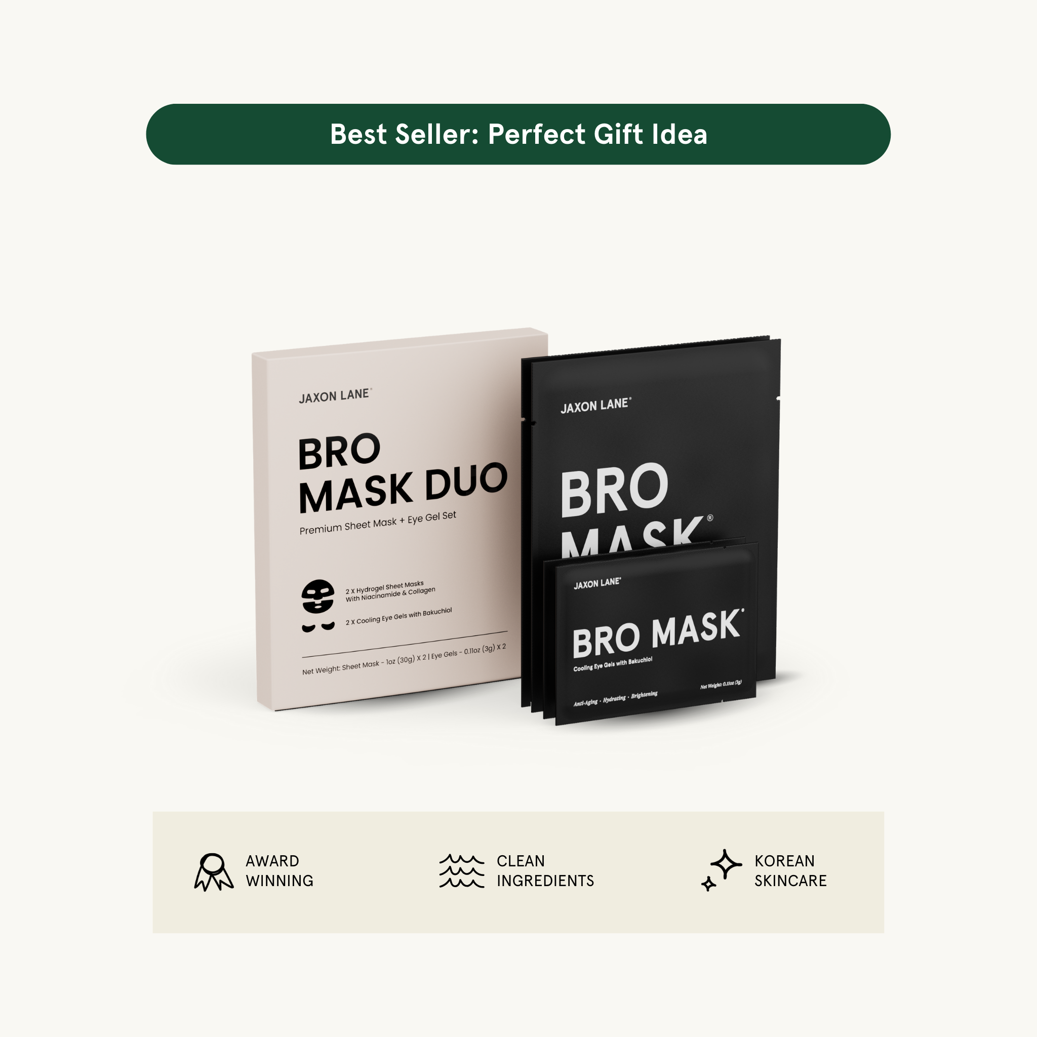 Bro Mask Duo by Jaxon Lane | #1 Selling Sheet Mask & Eye Gels for Men