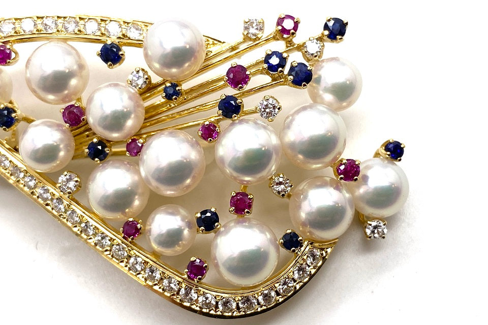 MIKIMOTO 【ミキモト】K18アコヤパール ダイヤモンド ルビー