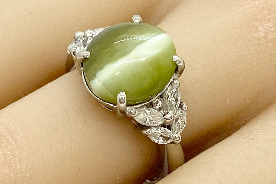 Chrysoberyl Cat's Eye Pt900クリソベリルキャッツアイ ダイヤモンド