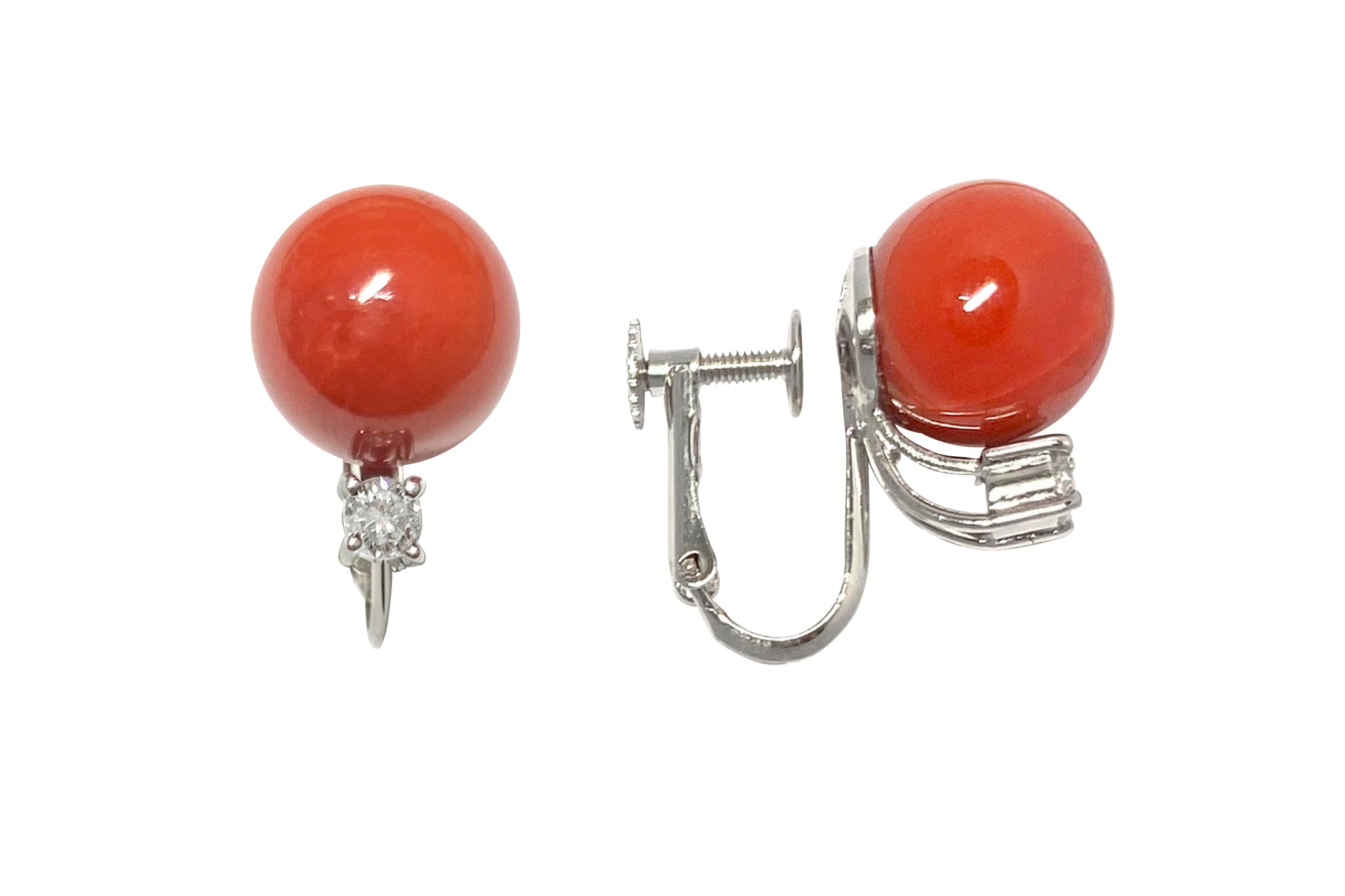 Coral K14WG赤珊瑚 ダイヤモンドイヤリング (NO.62205) – JEX宝石