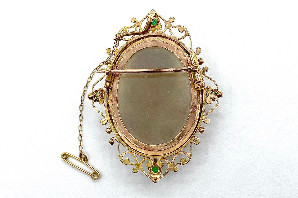 Stone Cameo】K18 YG/PGストーンカメオ エメラルド ダイヤモンドペン