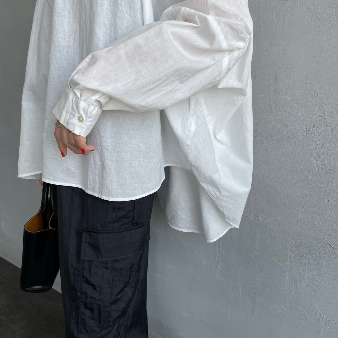 mizuiro ind [ミズイロインド] バックギャザーワイドシャツ [1-238975