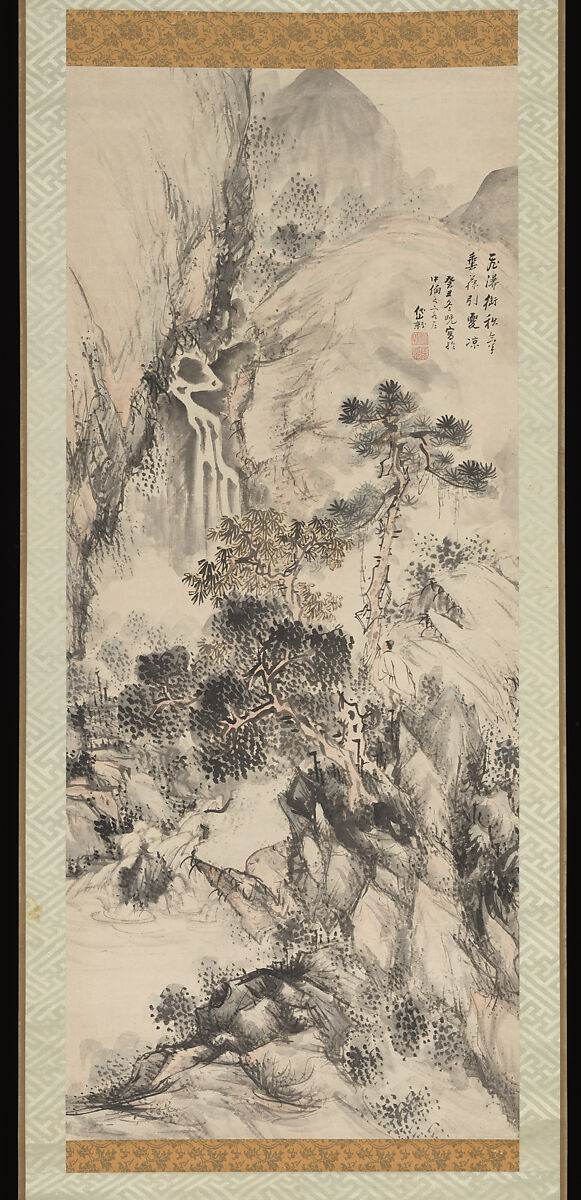 觀瀑山水図 Viewing a Waterfall】江戸時代‐釧雲泉
