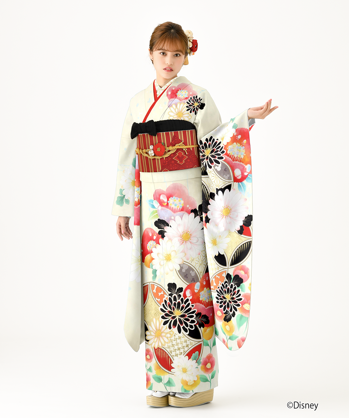 振袖レンタル衣装_82-HDF-E001L1の詳細（白・クリーム ディズニー 大胆
