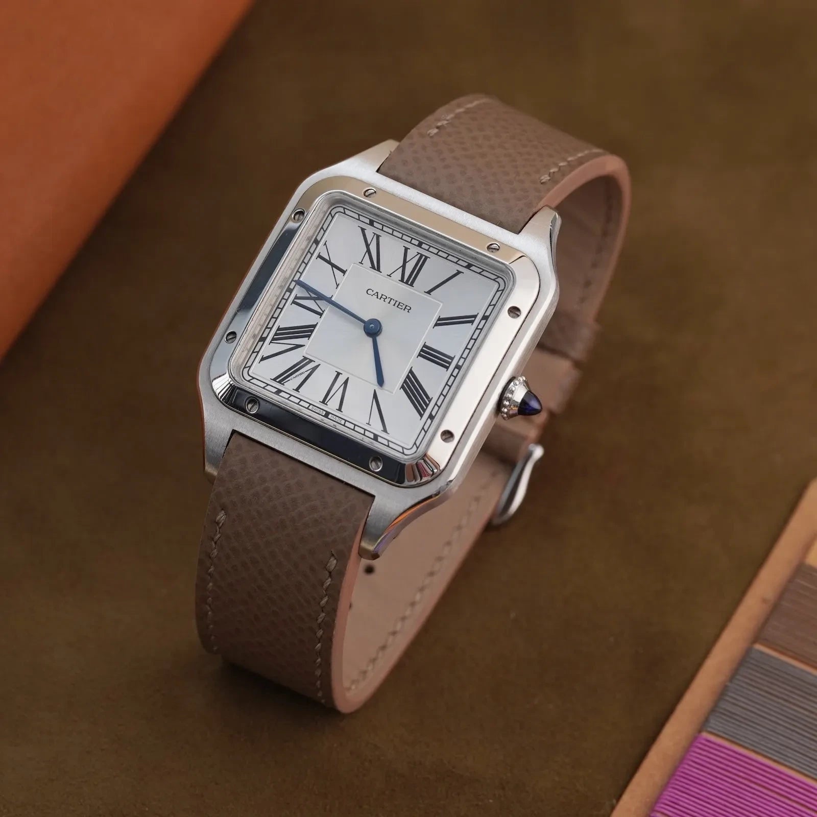 カルティエ サントス デュモン用 オーダーメイド革ベルト 折りたたみ