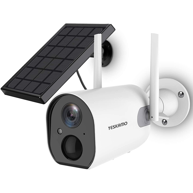 ZS-GX6S 電池式ソーラーパネル付き防犯カメラ（白） - yeskamo 公式