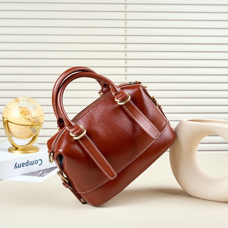 レディース ブラウン レザー ミニ ボストン バッグ ショルダー