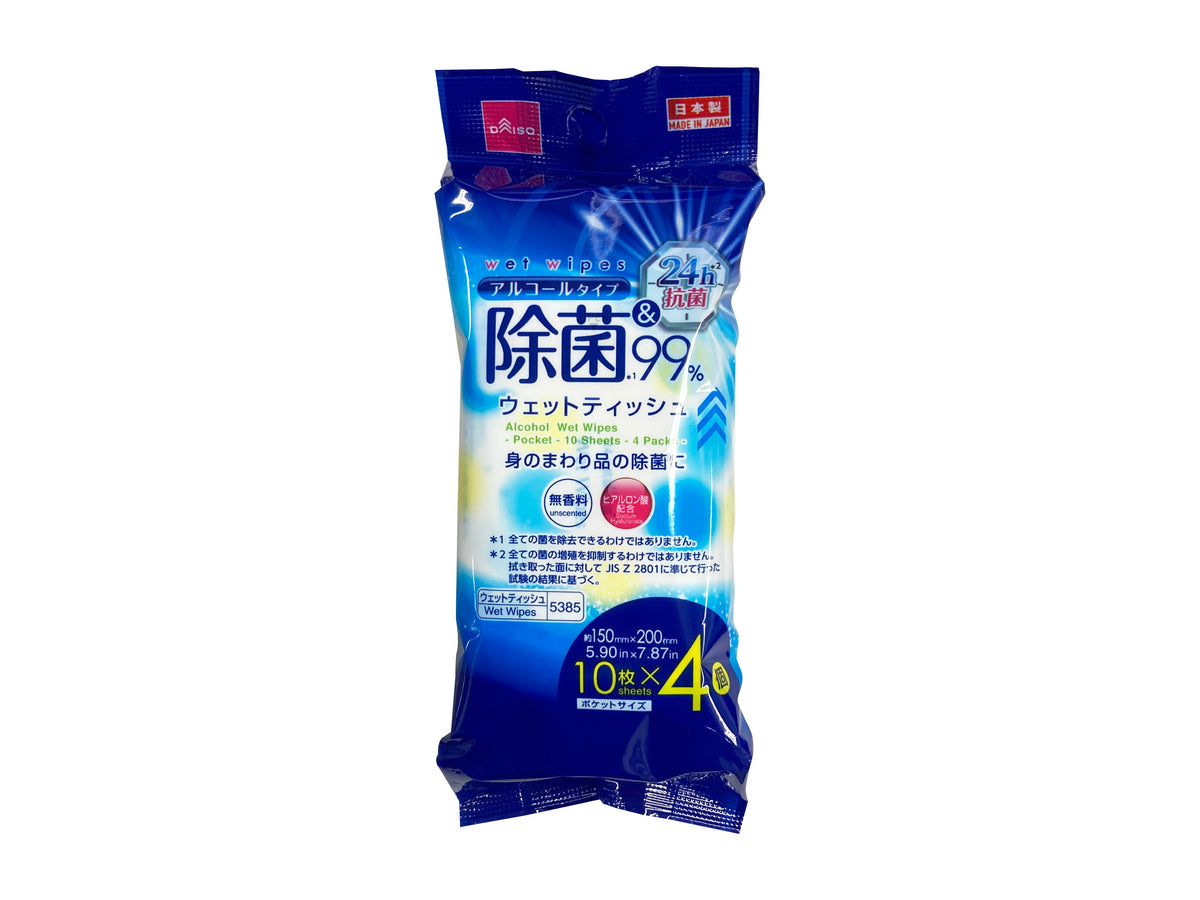 アルコール除菌ウェット（ポケット、10枚、4個、24h抗菌） - 100