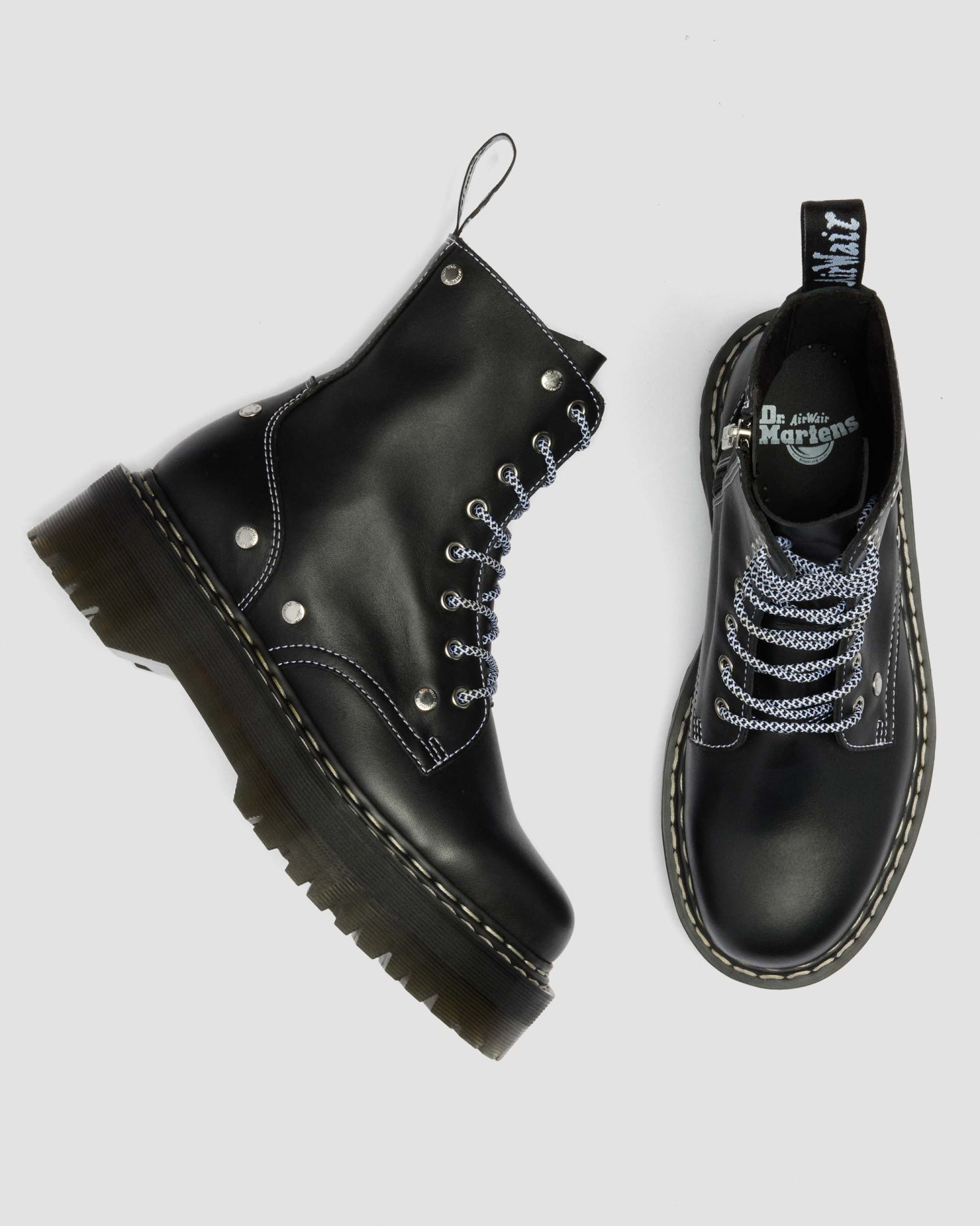 JADON ホワイトダブルステッチ 8 ホール ブーツ