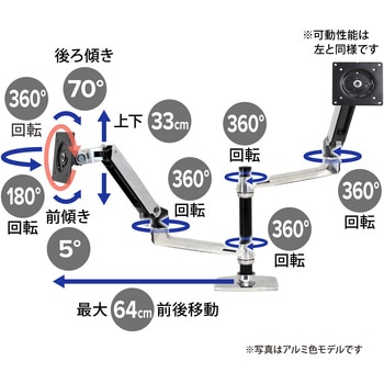 45-492-216 エルゴトロン LX デュアル モニターアーム 縦/横型 2画面