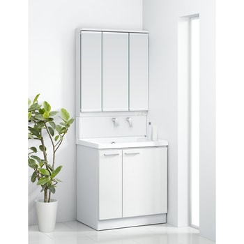 洗面化粧台KZシリーズ【三面鏡(750ワイドLED)+片引出し(750)】 TOTO