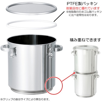 PTFEパッキン付積み重ね式ステンレス密閉容器 MONOVATE(旧:日東金属