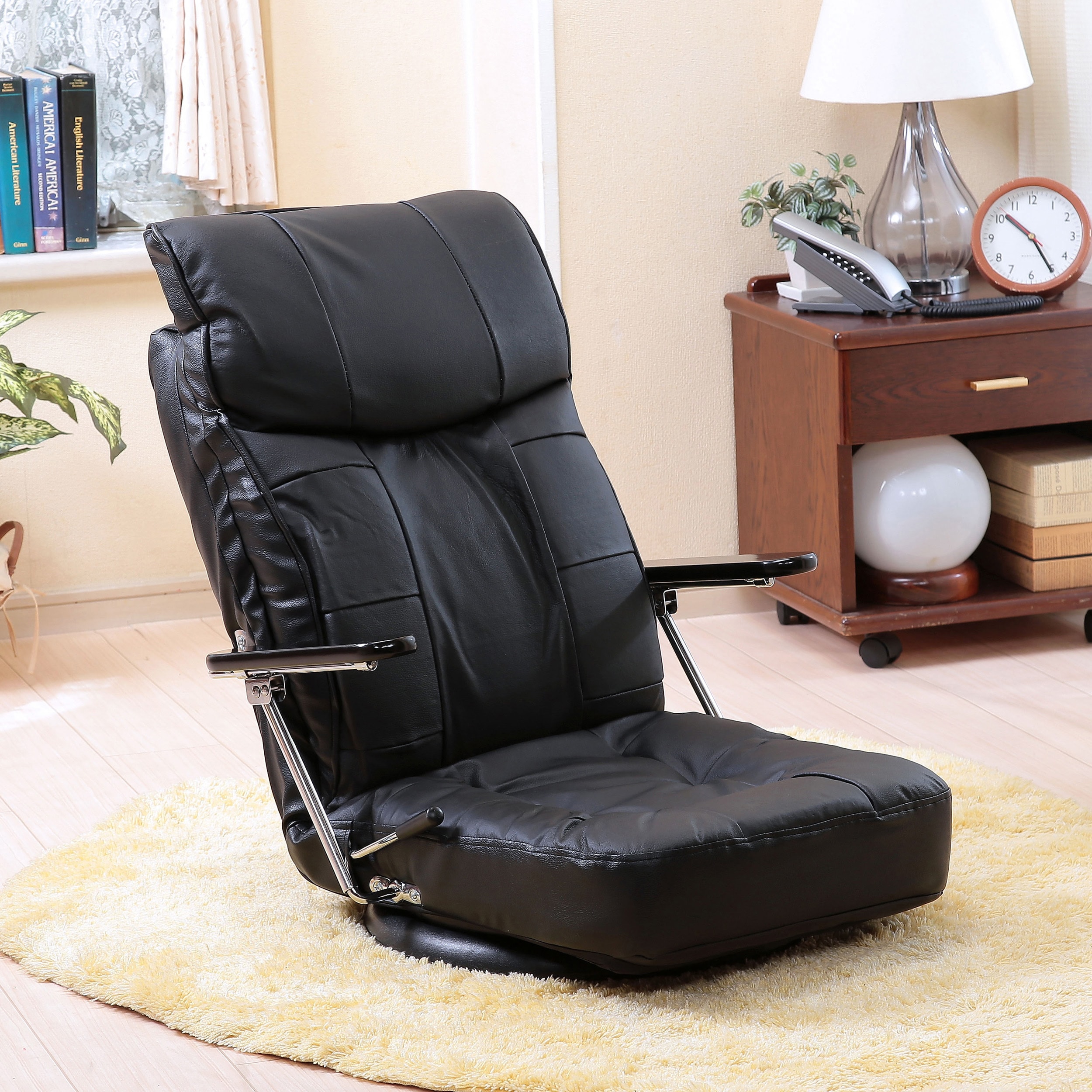 TAN-199BK 本革跳ね上げ式リクライニング回転座椅子 Vita ブラック色