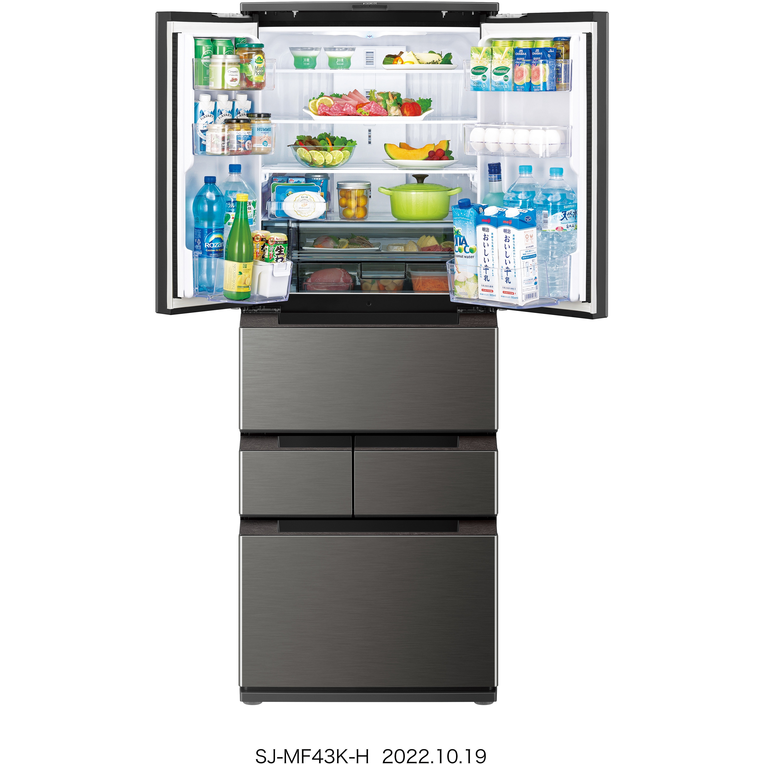 SJ-MF43K-H ピラーレスフレンチドア(メタル)冷蔵庫429L 1台 シャープ