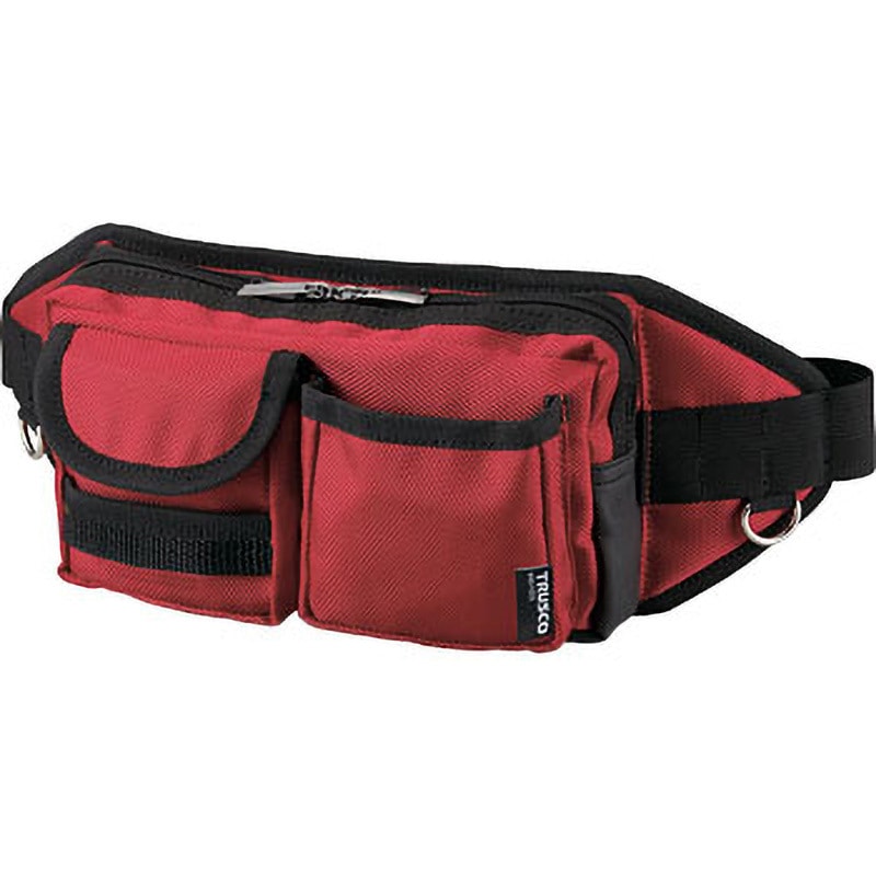 TC-WDP-R ウエストポーチ(2ポケット) TRUSCO レッド色 幅250mm TC-WDP