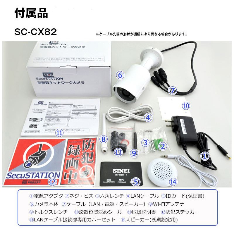SC-CX82W SecuSTATION 防犯カメラ クラウド録画・SD録画対応カメラ SC