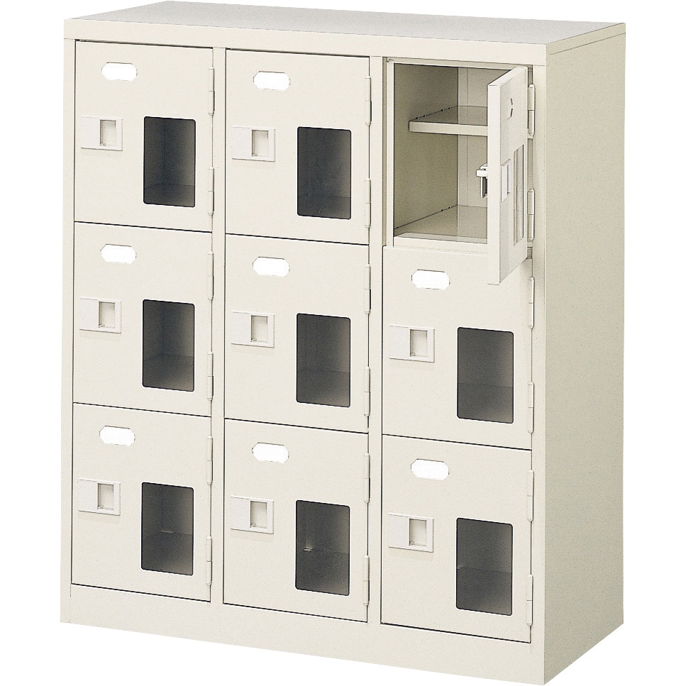 BST3-3HMXN 扉付 シューズボックス 鍵無 BST3 三島精器 9人用 中棚有り