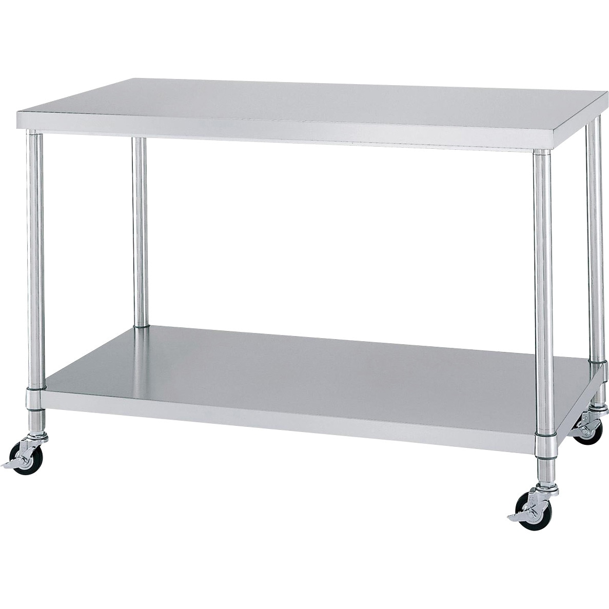 WBC-15060-U75 キャスター付きステンレス作業台(ベタ棚仕様)(SUS430